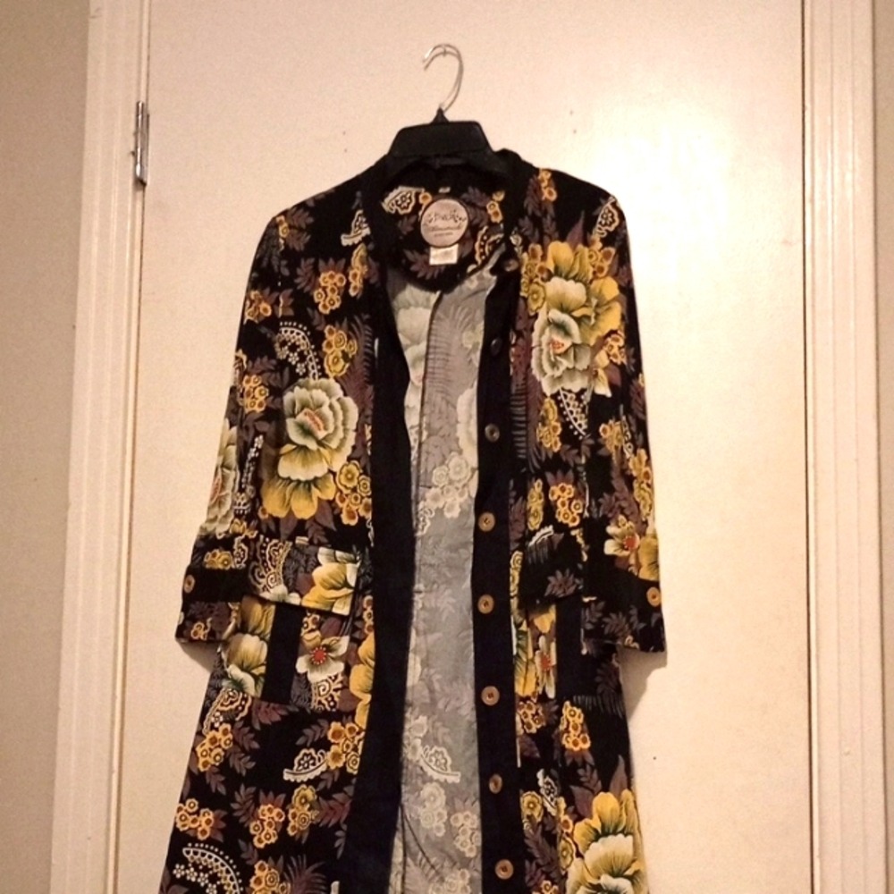 Floral Black and Yellow Women's Coat